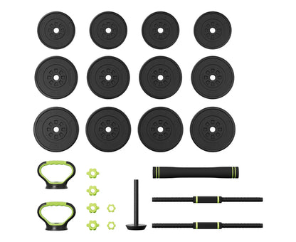 25Kg Adjustable Dumbbells Set Kettle Bell Weight Plates Barbells Gym